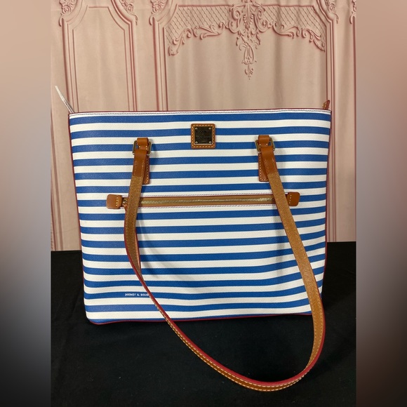 Dooney & Bourke Blue & White Stripe Tote NWT 2023 NEW with certificate - Picture 12 of 16